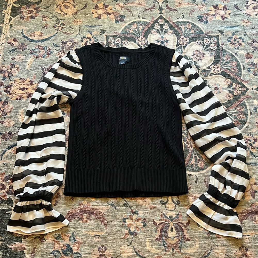 Maeve by Anthropologie Mixed Media Cable Knit Sweater